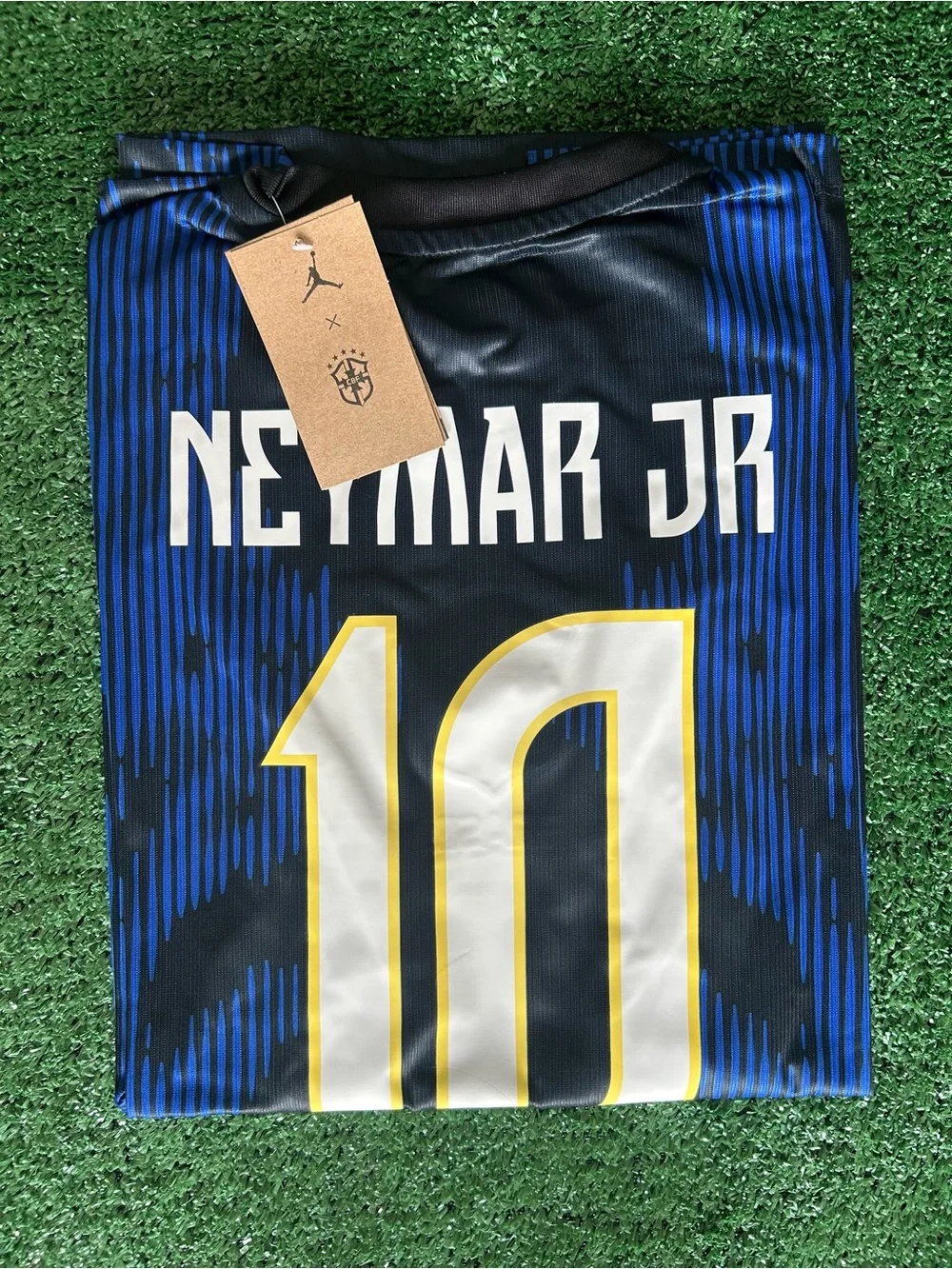 Jordan Neymar Jr #10 Soccer Jersey - Black, Blue, White, Gold